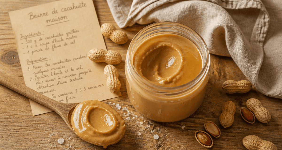 beurre de cacahuète healthy maison sur plan de travail