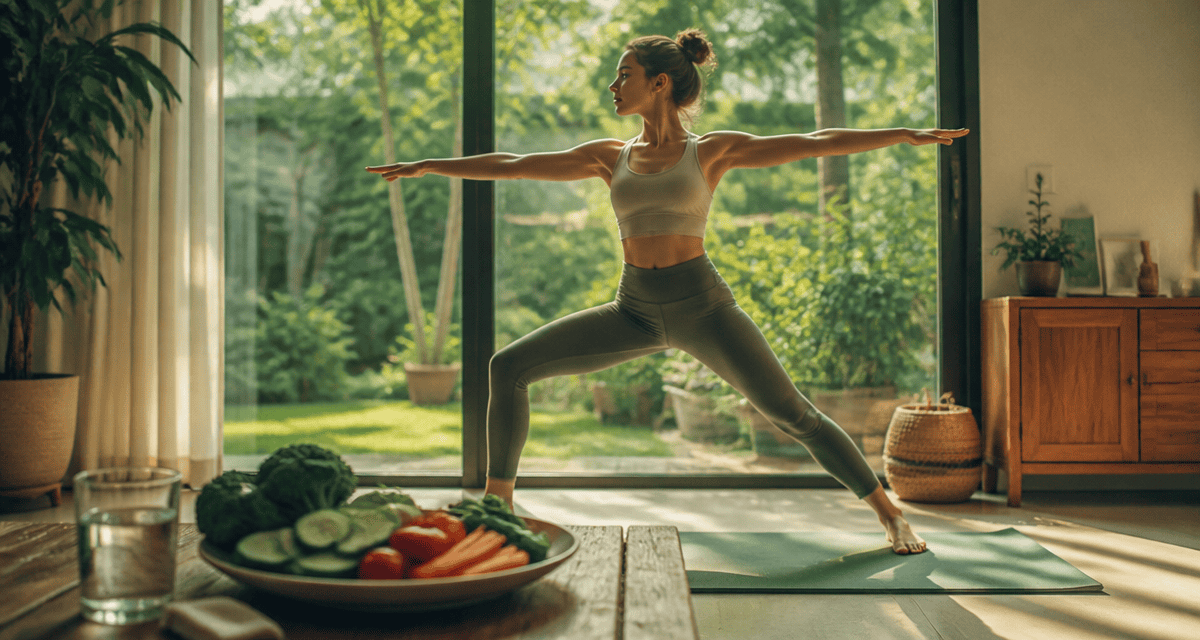 Corps svelte femme pilates légumes
