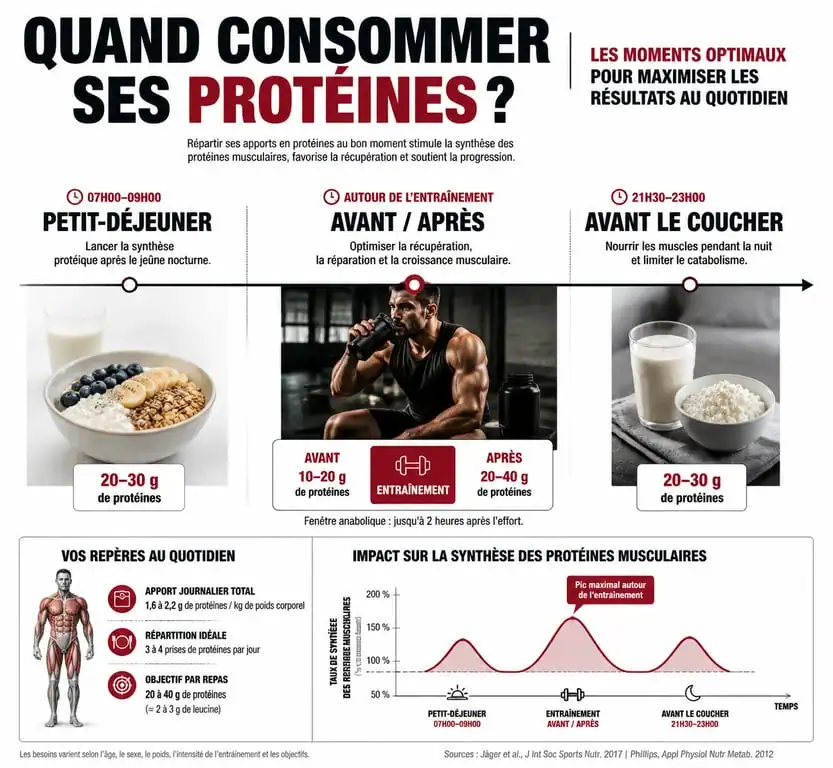 Infographie sur le timing optimal pour prendre de la protéine