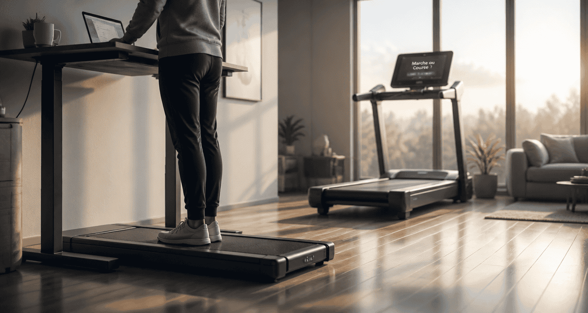 tapis de course ou marche dans un salon moderne
