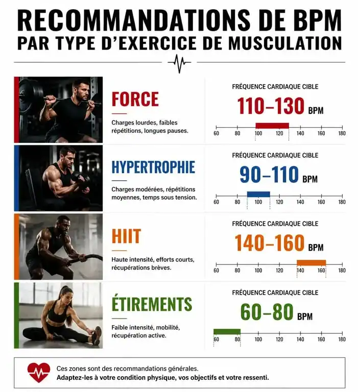 Recommandations de BPM par type d'exercice pour la musique de musculation