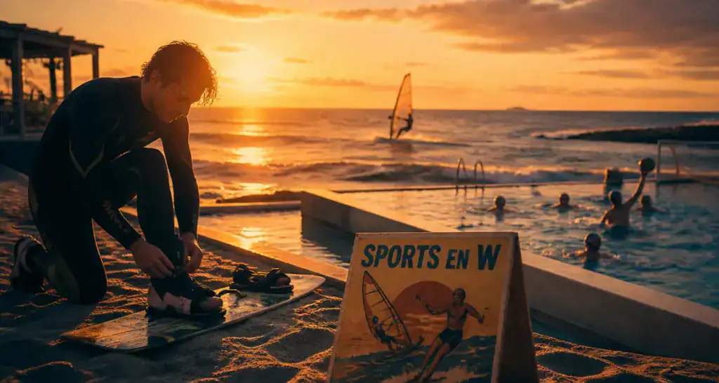 sport en w wakeboard véliplanchiste water-polo plage