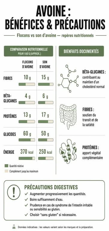 Infographie des bienfaits et méfaits de l'avoine pour la santé