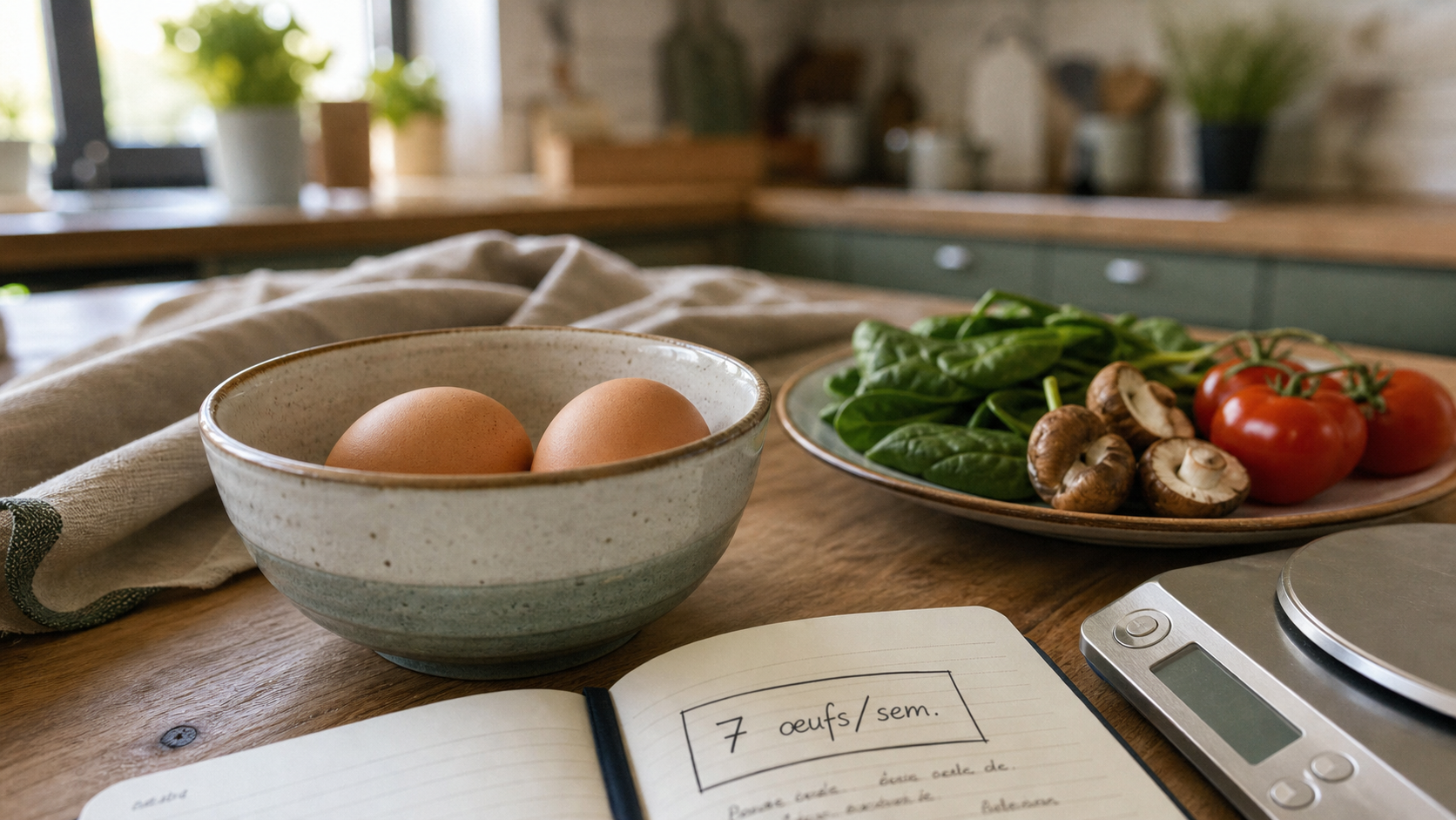 Le cholesterol et les oeufs : deux œufs frais sur table