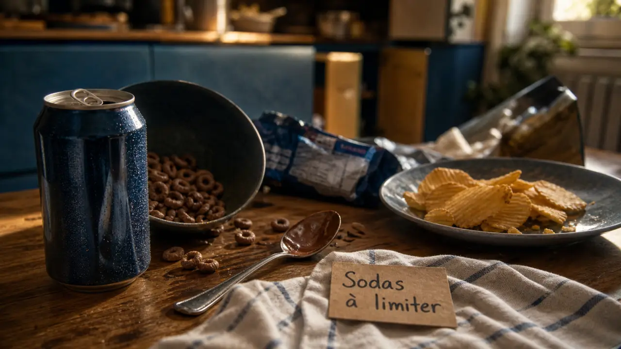 Les pires aliments qui font grossir : canette de soda, céréales sucrées, chips et fritures