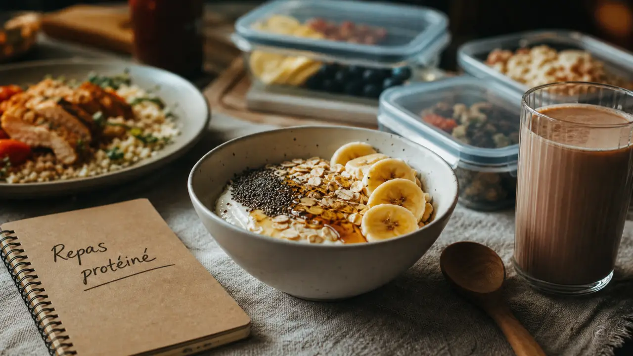 Recette riche en proteine musculation : bol skyr avoine, chia et miel