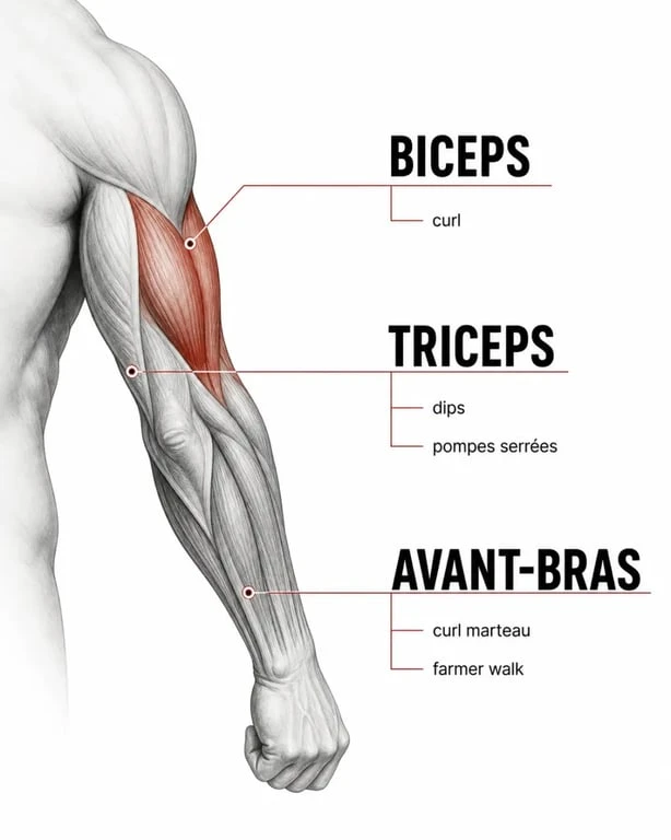 Comment prendre des bras : schéma des muscles du bras et des exercices clés