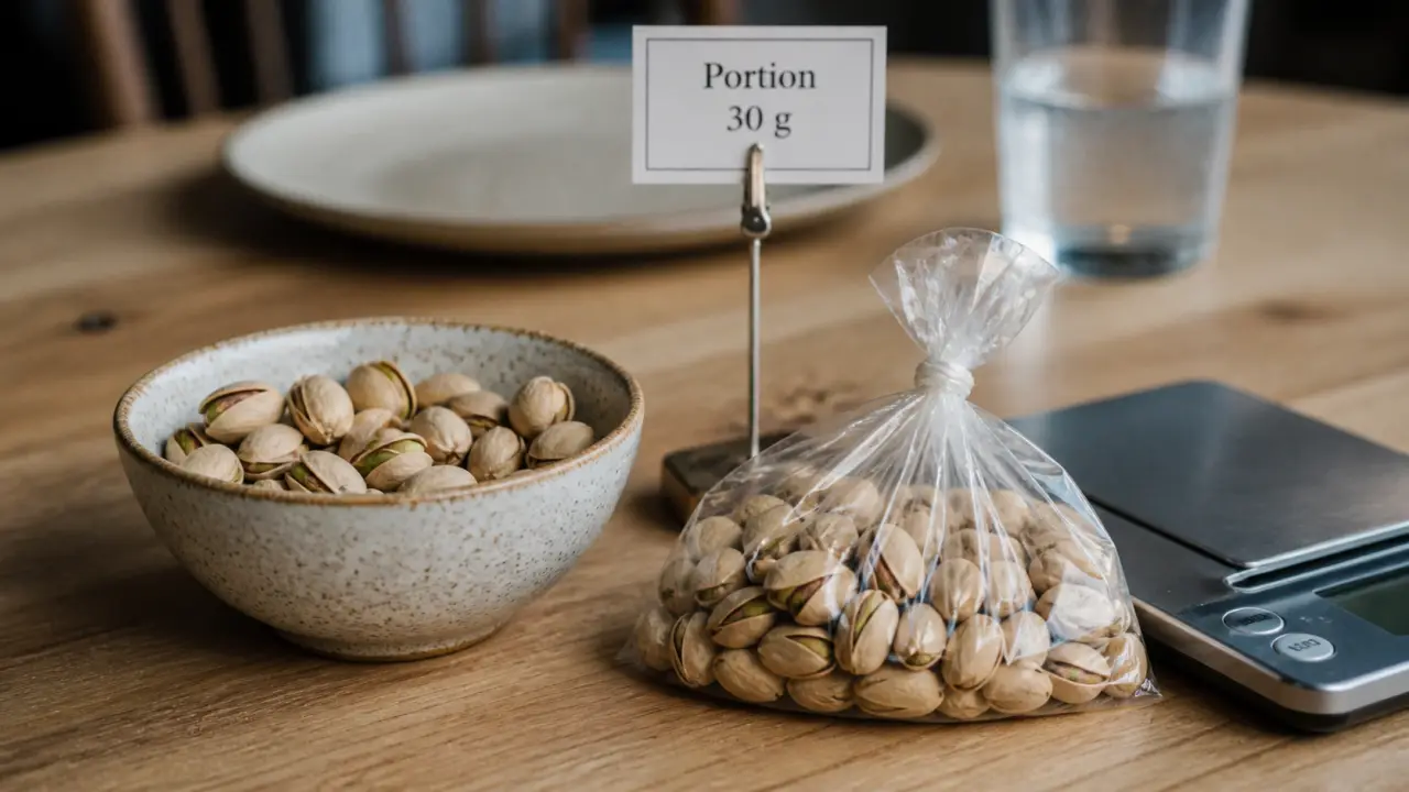 Les pistaches non salées, portion 30 g, calories et satiété
