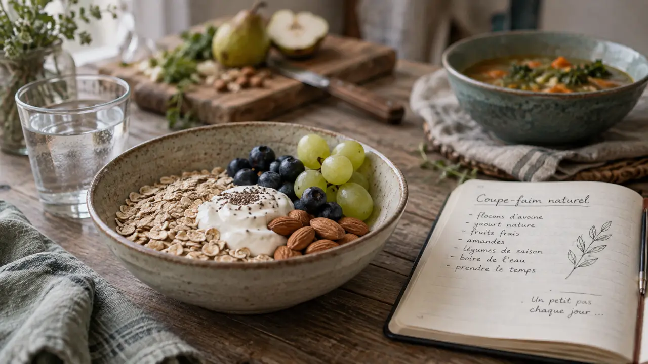 Coupe faim naturel : fibres et satiété, flocons d’avoine et yaourt
