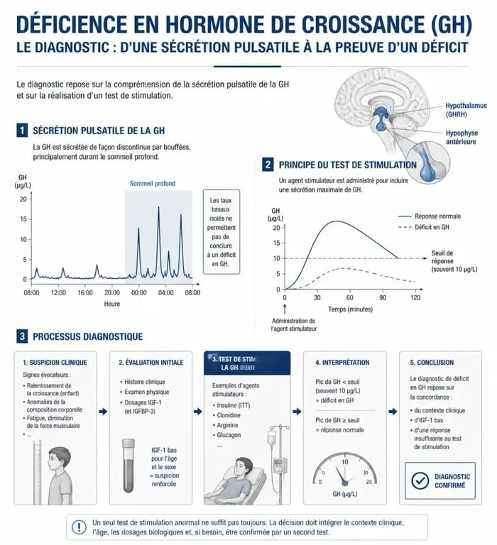 Processus diagnostique du déficit en hormone de croissance chez l'adulte