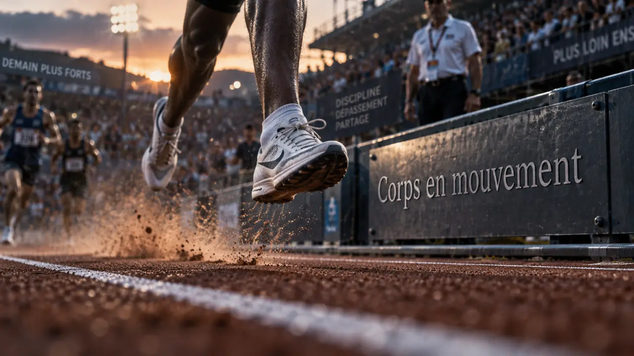 Sport en art : coureur en action, corps en mouvement