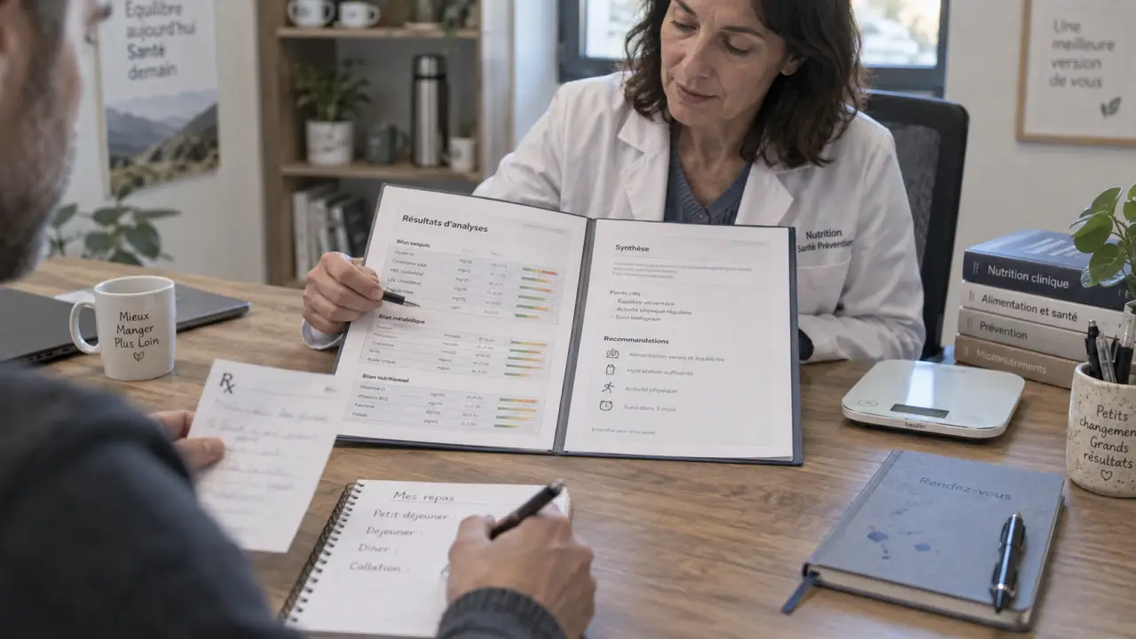 Nutritionniste en consultation, analyse et conseils alimentaires